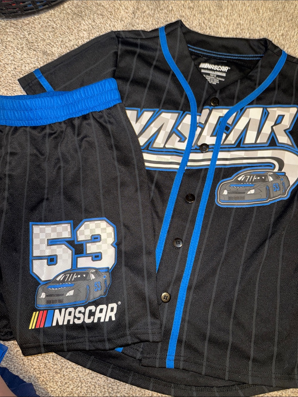 Nascar Black and Blue Kids Racing Jersey & Shorts